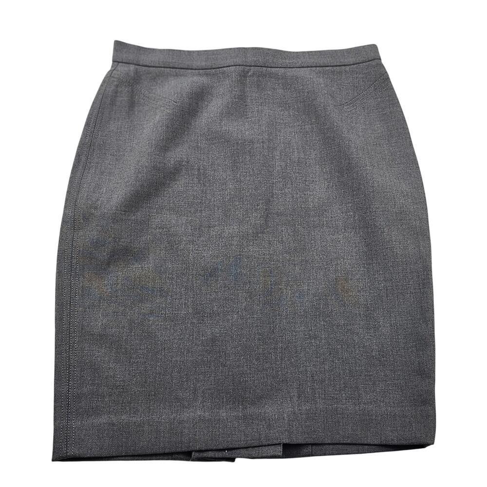 NWT ann taylor grey lined pencil skirt business career mid length modest sz 4